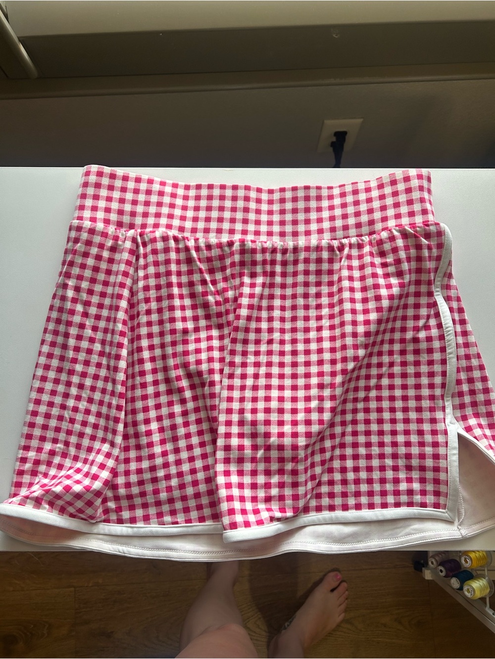 all in motion red Gingham Athletic Skort with White Lining